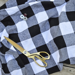 Buffalo Plaid Flannel Fabric by the yard // Black and White Buffalo Check // large 2&quot; plaid