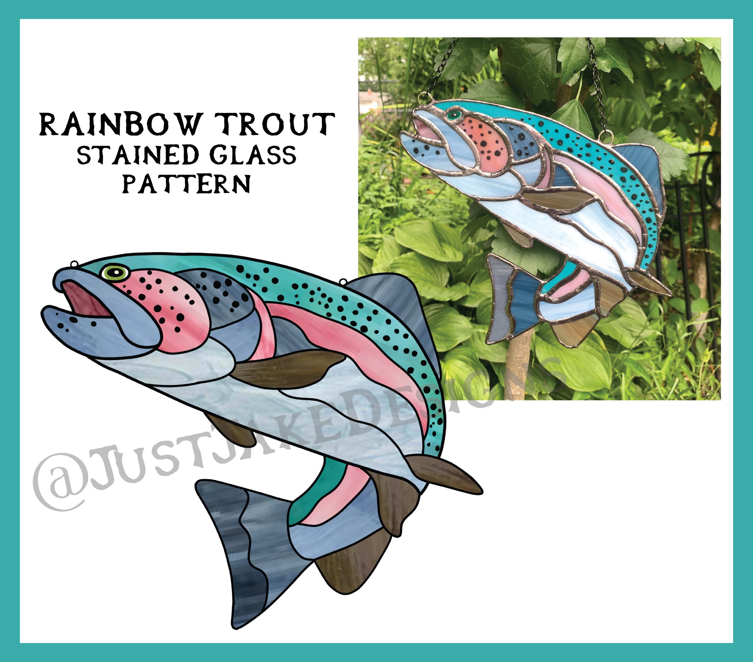 Rainbow Trout Stained Glass Pattern Etsy