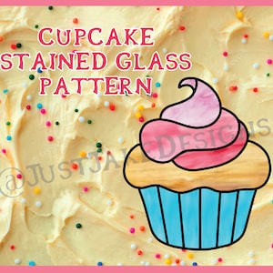 Cupcake gebrandschilderd glaspatroon