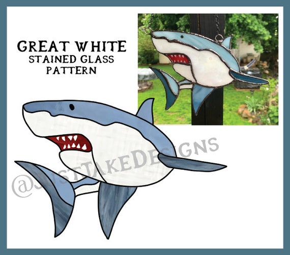 Great White Shark Stained Glass Pattern - Etsy