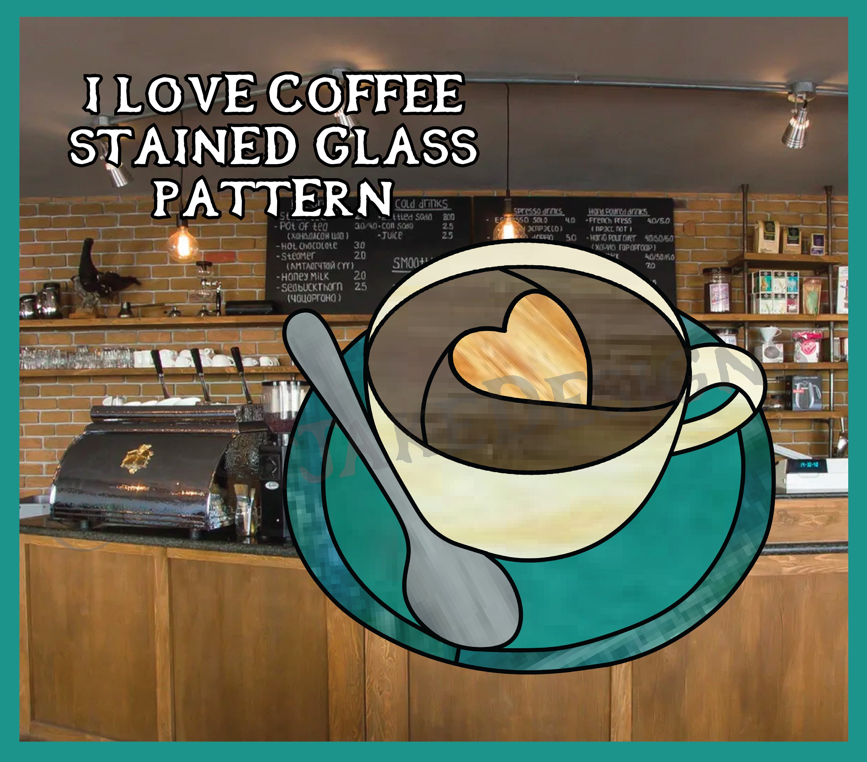 Stained Glass Moka Pot Espresso Maker Suncatcher 