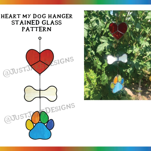 Heart My Dog Hanger Stained Glass Pattern