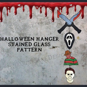 Halloween Stained Glass Hanger Pattern - Scream, Freddy Krueger, Michael Myers