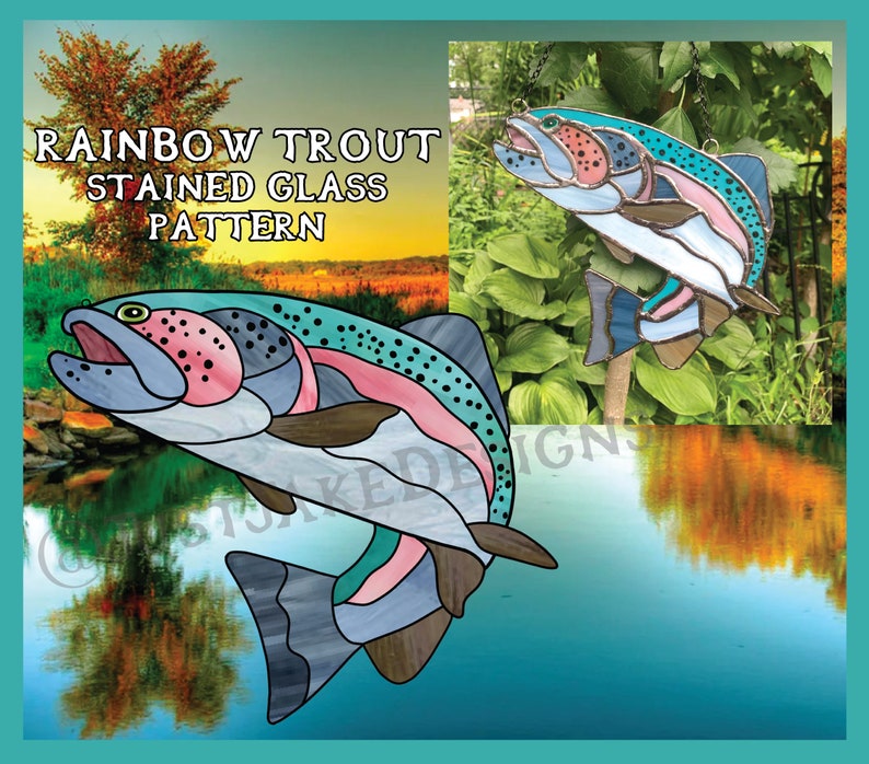 Rainbow Trout Stained Glass Pattern Etsy