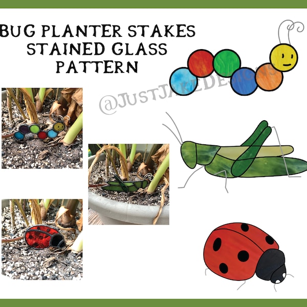 Bug Plant Stakes Stained Glass Pattern