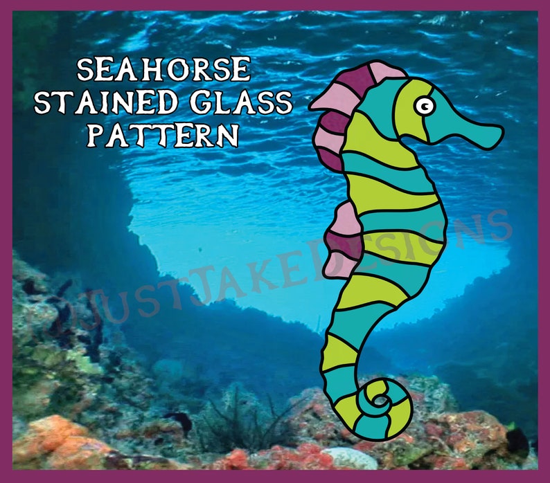 Seahorse Stained Glass Pattern image 1