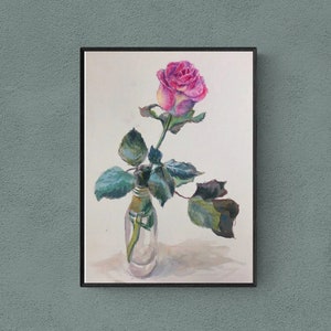 Rose peinture aquarelle fleur originale art mural peinture florale 12 par 8 par MAVARTO