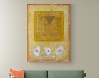 Original Abstract Painting: Modern Tempera Art on Canvas