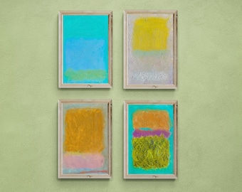 Custom Abstract Oil Painting on Canvas: Modern Wall Art Set