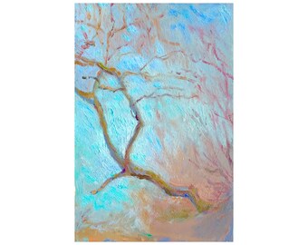 Tree Painting Tree Wall Art Forest Decor Original Canvas Art Tree Branch Painting 16 by 12 by Maavko