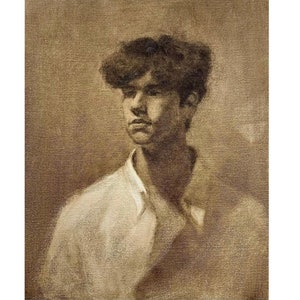 Male Portrait Painting Vintage Wall Art Academic Art Oriignal Portrait Painting Vintage Art 16x20 by MAVARTO