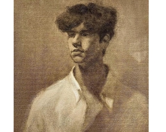 Original Male Portrait Painting, Academic Style, 16x20 Inches
