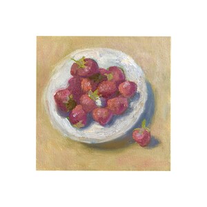 Dipinto ad olio di fragole, arte della frutta, decorazione da cucina, natura morta, 12 x 12 di MAVARTO