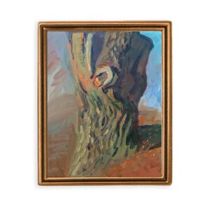 Tree painting Tree Wall Art Vintage Art Original Oil Painting 16 by 12 by MAVARTO