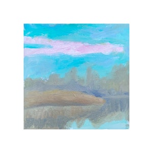 Pintura de pôr do sol, paisagem, arte de parede, campo, pintura de céu, lago, arte, pintura a óleo, 12 por 12, por MAVARTO
