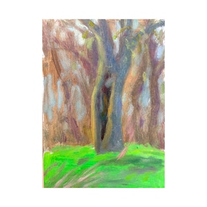 Original Forest Oil Painting: Nature Tree Art, 7x5 Canvas