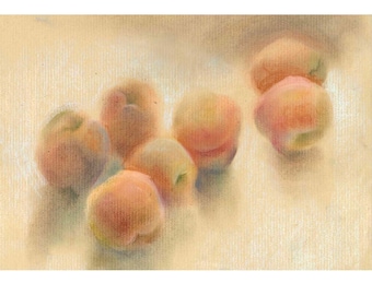 Apricot Still Life Painting: Original Kitchen Fruit Art (12x8)