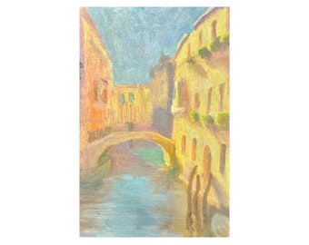 Venedig Ölgemälde: Italienische Kanal Landschaft (20x30)