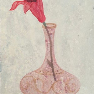 Original Lily Painting: Vintage Floral Still Life Art (10x8)