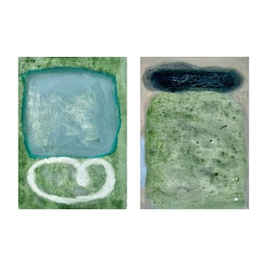 Original Abstract Diptych Painting: Modern Minimalism Wall Art
