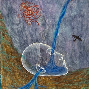 Original Illusion Painting: Sensual Surrealist Dream Art (12x16)