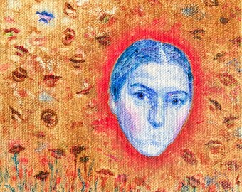 Surreal Portrait Painting: Abstract Modern Art, 16x16
