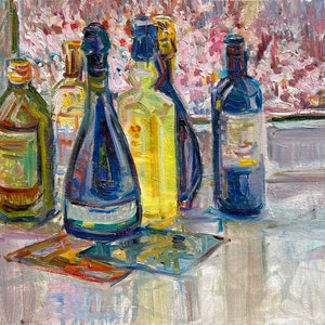 Flasche Malerei Wein Kunst Stillleben Wand Kunst Küche Dekor Wein Kunst Küche Wand Kunst Stillleben Ölgemälde 16 von 12 von MAVARTO
