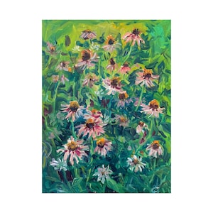 Pintura de flores, margaritas, arte mural, obra de arte floral, decoración de manzanilla, pintura empastada de 16 x 12 de MAVARTO