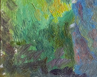 峡谷の風景油絵：滝、山、木々 - 8x8 - Etsy 日本