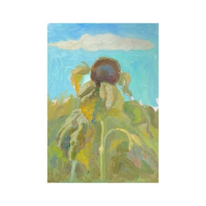 Sunflower Painting Ukrainian Sunflower Wall Art Field Art Impressionist Sunflower Artwork Original Canvas Wall Art 10 by 14 by MAVARTO