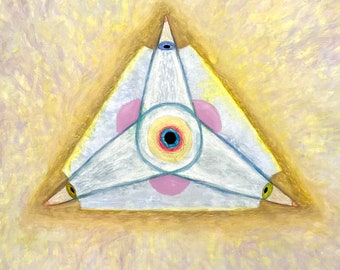 Tantric Triangle Painting – Abstract Geometric Wall Art for Meditation – Spiritual Yoga Artwork 40x32 by MAVARTO