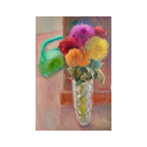 Pintura de ásteres, arte floral para pared, arte floral, obra de arte original, pintura al óleo de 24 x 20 de MAVARTO