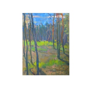 Tree Painting Original Tree Artwork Forest Wall Art Canvas Oil Artwork 16 by 12 by MAVARTO