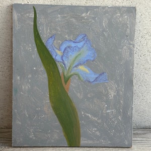オリジナルアイリス絵画：花の静物画（10x8）