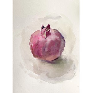 Pomegranate Painting Fruit Original Art Watercolor Small Painting 12 by 8 by MAVARTO