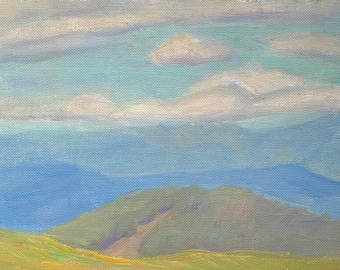 Pintura impresionista de paisaje de montaña: Obra de arte de la naturaleza (5x7)