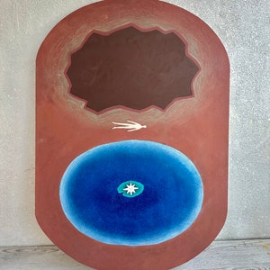 Pintura de lago, pintura surrealista, arte espiritual, têmpera, pintura original de 20 por 26 polegadas por MAVARTO