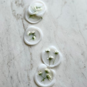 Pressed Flowers Wax Seals Stickers, USA SELLER, Dried Flower Wax Seal, DIY Wedding, Spring wedding wax seals babys breath image 3