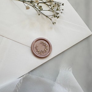 Laurel Wreath Wax Seal with Gold Accent Self Adhesive wax seal Sticker Floral Wreath Premade Wax Seal image 7