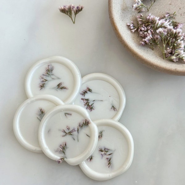 Flower Wax Seal Stickers, Dried Flower Wax Seals, DIY Wedding Invites,  Lavender Flower Envelope Wax Seal