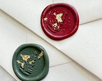 Holiday Wax Seal with Gold Foil  - Wax Seal Sticker - Premade Wax Seals