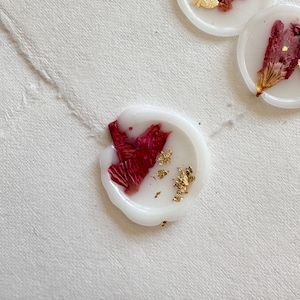 Autocollant de sceau de cire rose pressé avec feuille d'or, vendeur américain, sceau de cire de fleurs séchées, autocollant d'invitation de mariage bricolage, sceaux de cire pétale de rose