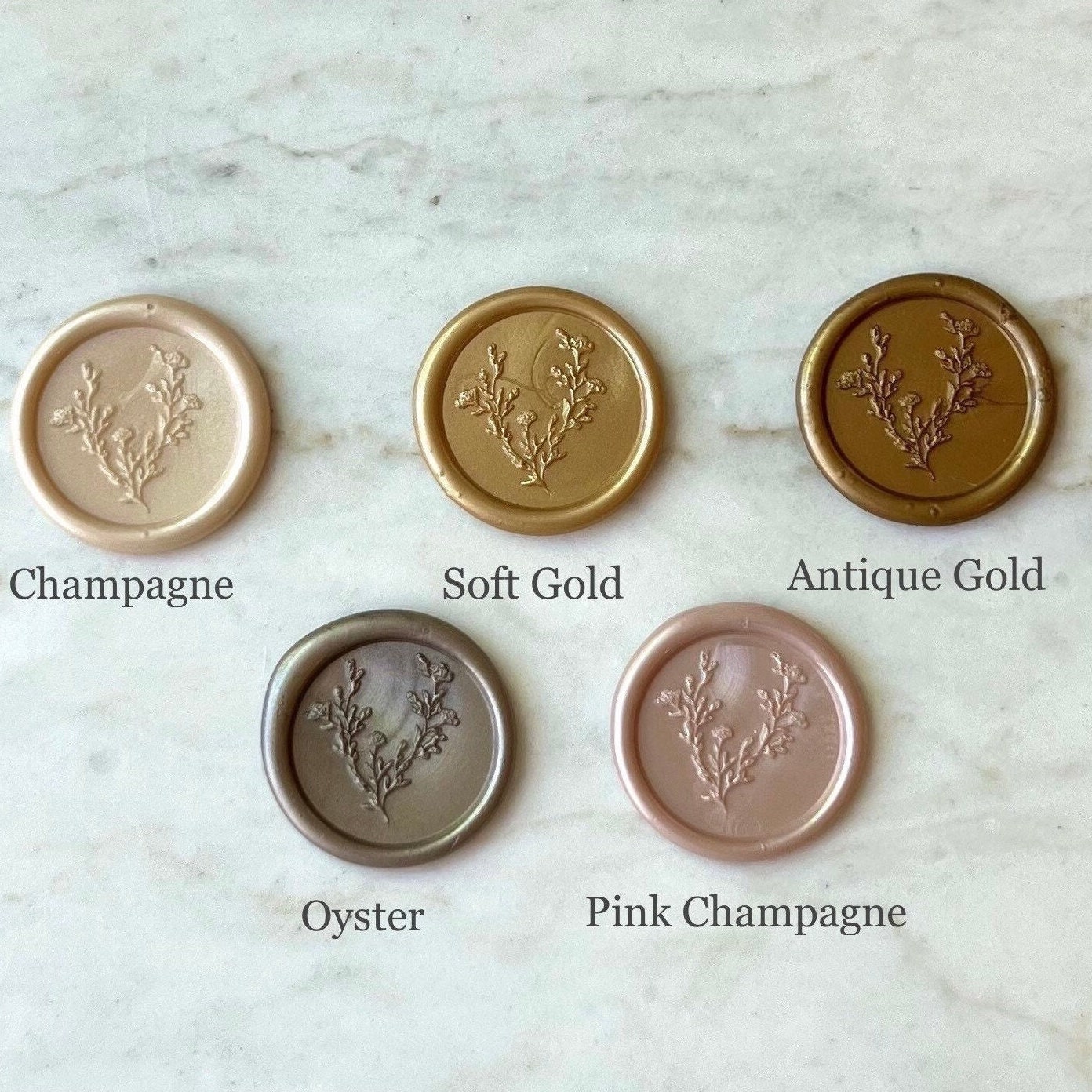 Antique gold roses wax seal stickers | Set of 10 Marketplace Wax Seals by  undefined