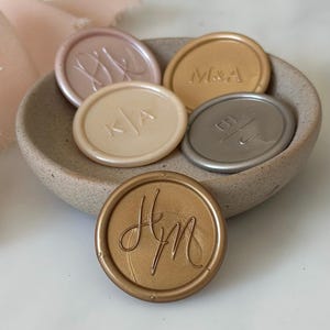 Pegatinas de sellos de cera con letras personalizadas para invitaciones de boda - Sellos adhesivos con monograma - Vendedor de EE. UU.