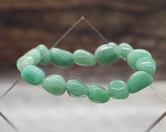 LIGHT Green AVENTURINE (aka Aventurine Quartz) 7" (17.78cm) gemstone crystal 10-15mm nugget bead BRACELET (calming, joy, release emotions)