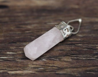 ROSE QUARTZ 1" (2.54cm) gemstone crystal pointed PENDANT (creativity, forgiveness, love)