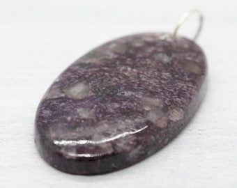 CHAROITE 1.75" (4.445cm) Oval gemstone crystal CABOCHON PENDANT (stress, confusion, & fear)