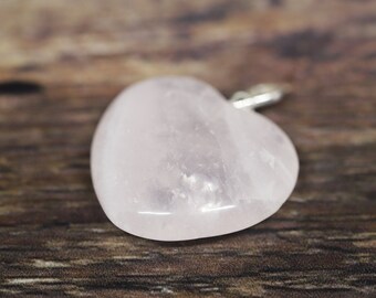 ROSE QUARTZ 1” (2.54cm) gemstone crystal Heart PENDANT (creativity, forgiveness, love)