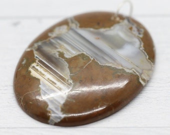 Thunder Egg Agate (aka Sandstone) 2.25" OVAL gemstone crystal Cabochon PENDANT (grounding, calming & balancing)