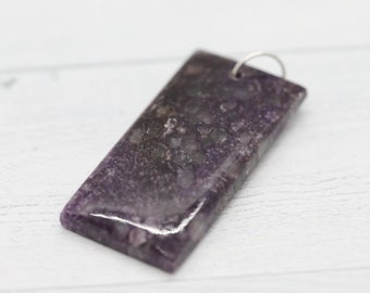 CHAROITE 1.875" (4.7625cm) rectangle gemstone crystal CABOCHON PENDANT (stress, confusion, & fear)